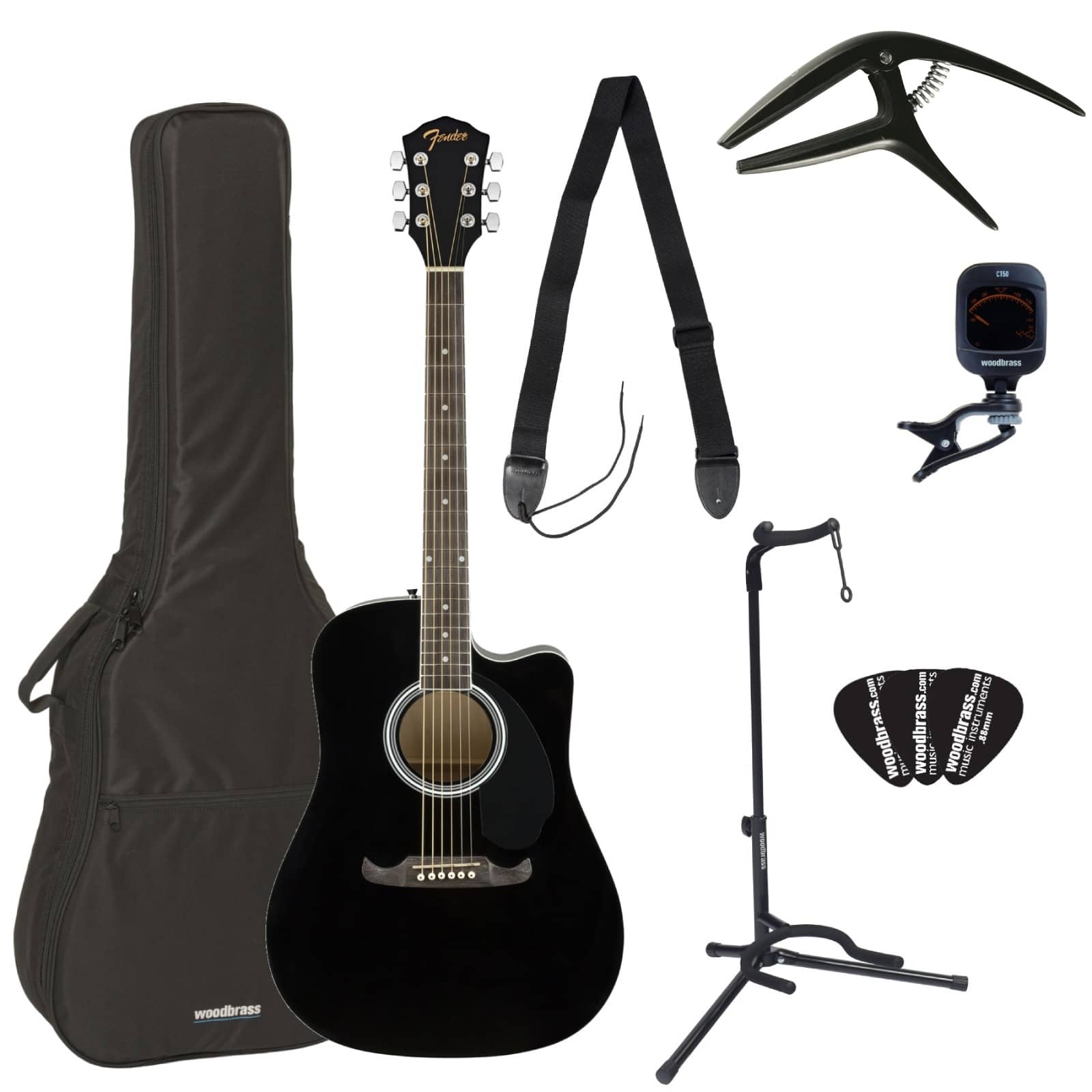 FENDER PACK COMPLET FA-125CE DREADNOUGHT WLNT BLACK