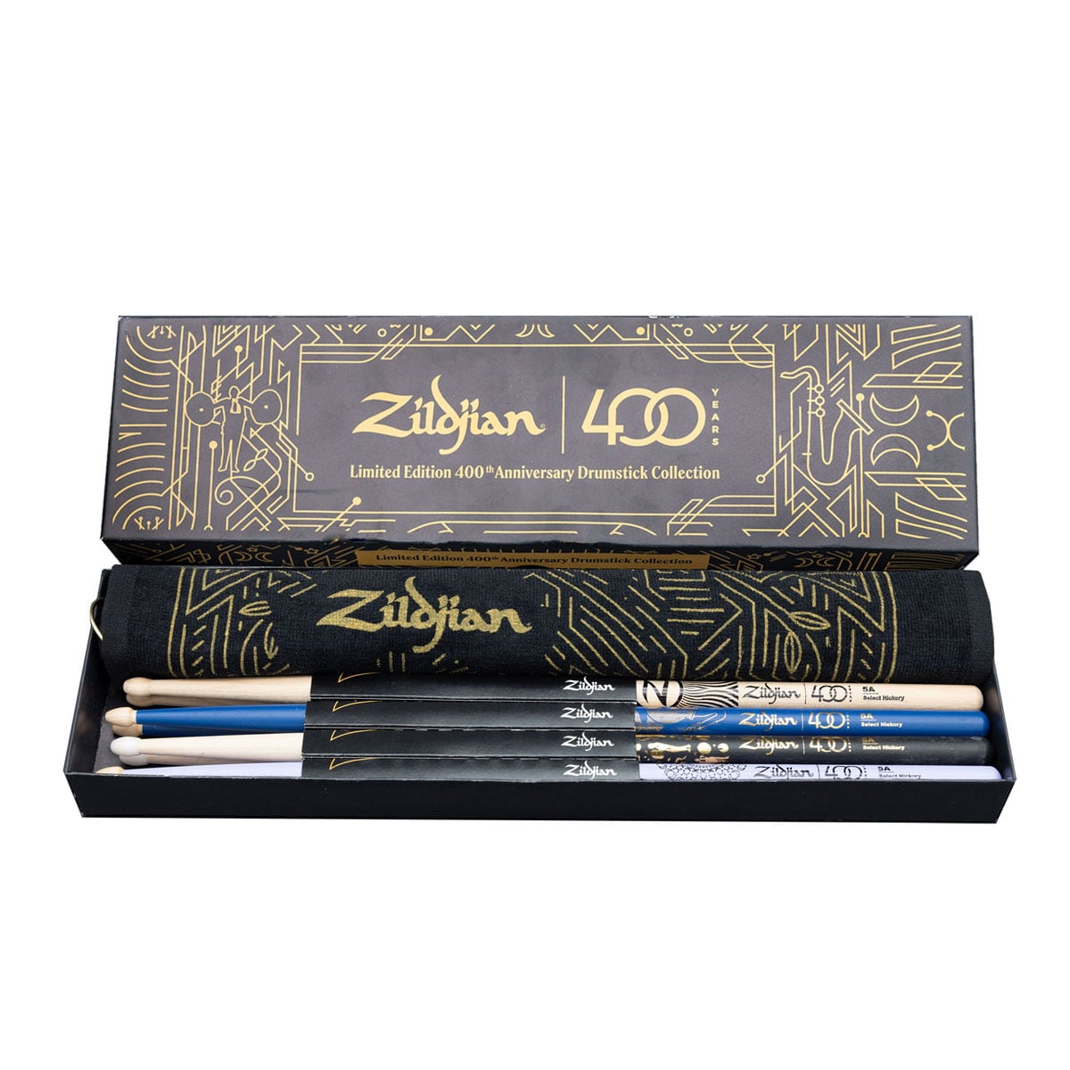 ZILDJIAN PACK 4 BAGUETTES 5A 400 ANS + SERVIETTE