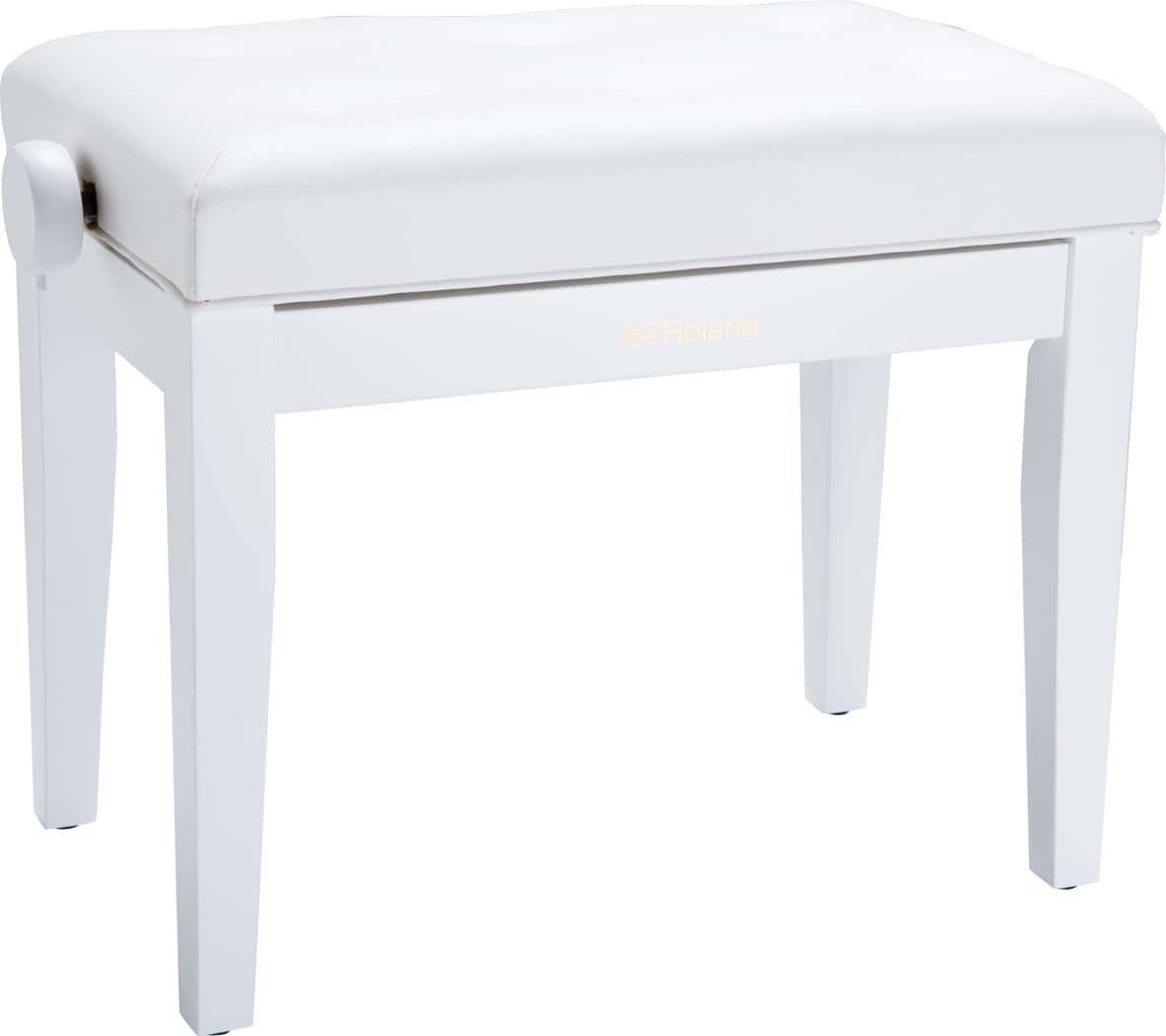 ROLAND PIANO BENCH, SATIN WHITE, VINYL SEAT