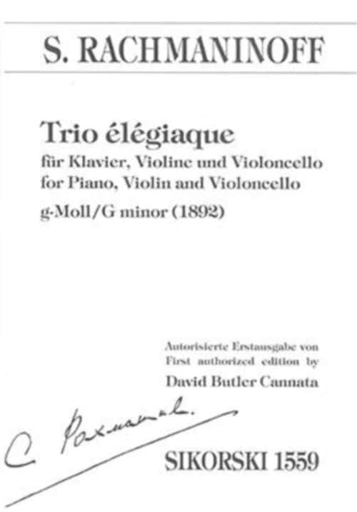 SIKORSKI RACHMANINOFF S. - TRIO ELEGIAQUE G-MOLL - PARTIES