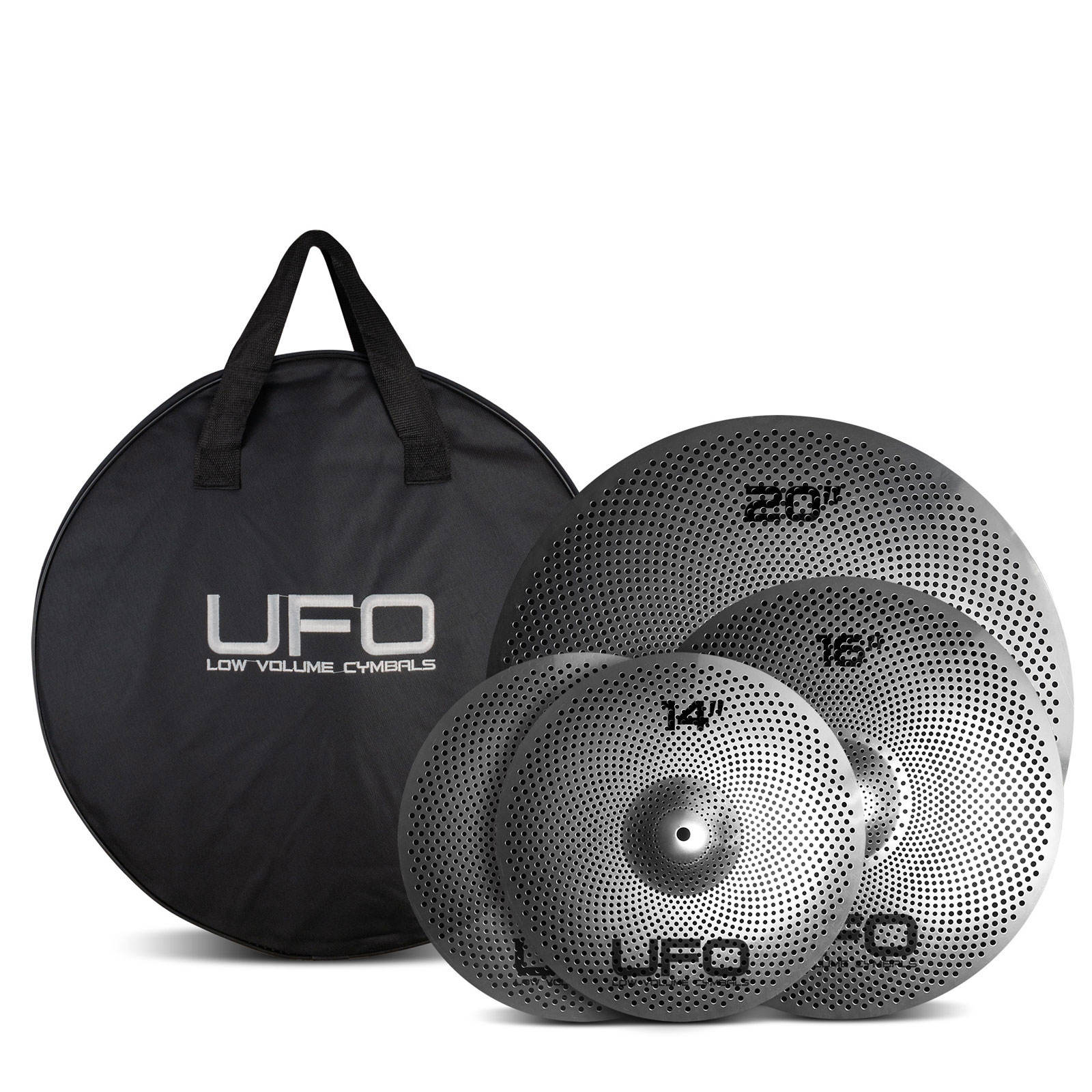 UFO CYMBALS SET 3 CYMBALES LOW VOLUME - 14 16 20 + HOUSSE