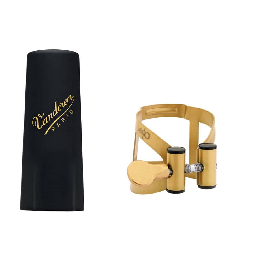 VANDOREN LIGATURE M/O SOPRANO FINITION VIEIL OR ET COUVRE BEC PLASTIQUE - LC56AP