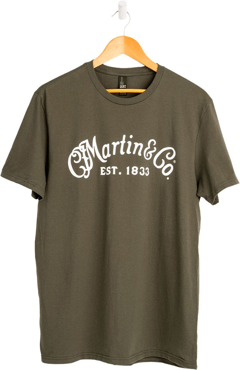 MARTIN & CO TEE-SHIRT, OLIVE,WHITE SCRIPT LOGO,XL