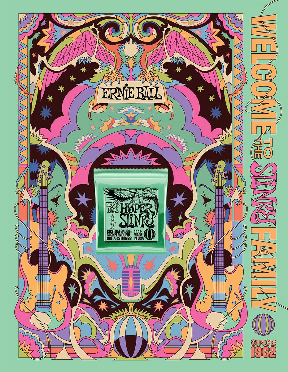 ERNIE BALL POSTER ERNIE BALL SLINKY 2022 FORMAT A0 HYPER