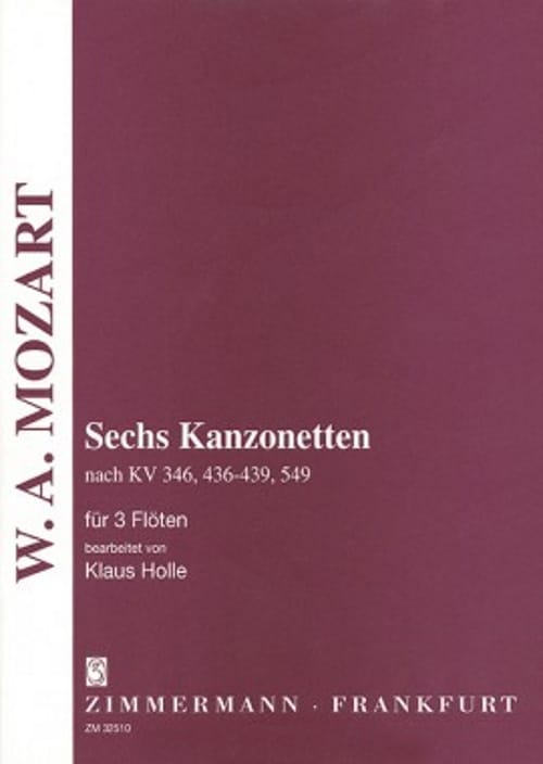 ZIMMERMANN MOZART W.A. - 6 KANZONETTEN - 3 FLUTES