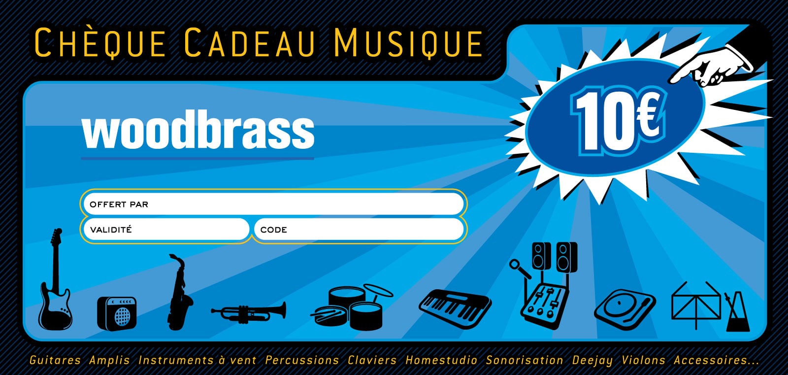 WOODBRASS CHEQUE CADEAU 10 EUROS DÉMATÉRIALISÉ