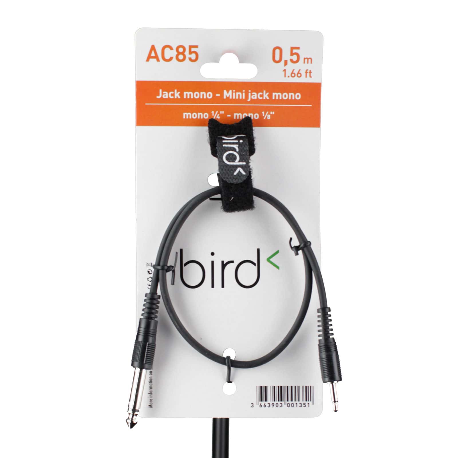 BIRD AC85 - MINI JACK MONO 3.5 / JACK MONO 6.35 - 50CM